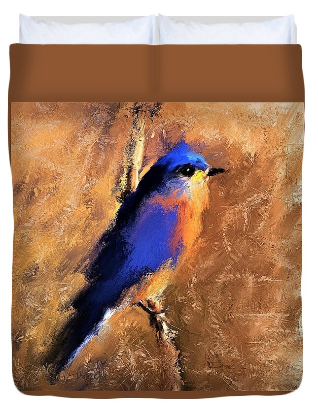Bluebird Duvet Cover featuring the painting Eastern Bluebird by Diane Chandler