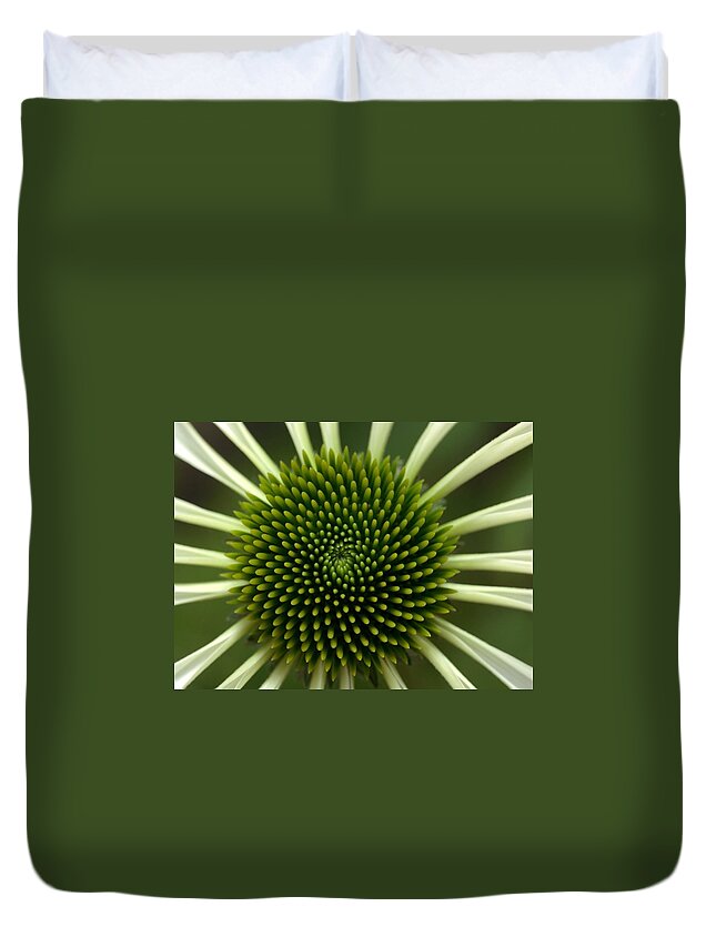 Petal Duvet Cover featuring the photograph Echinacea Flower With White Petals And by Lauriek