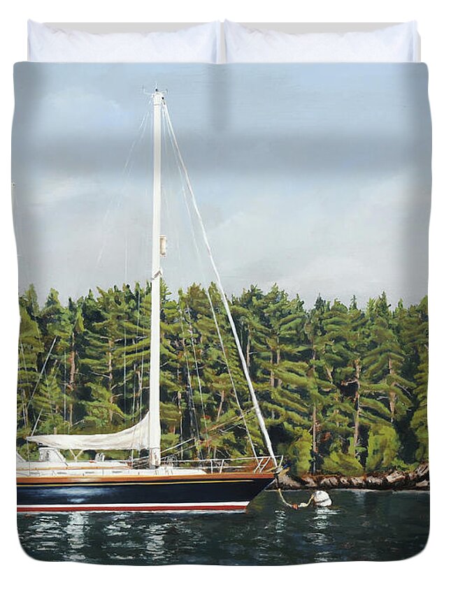 Painting Duvet Cover featuring the painting E C's Maine Ketch by Craig Morris