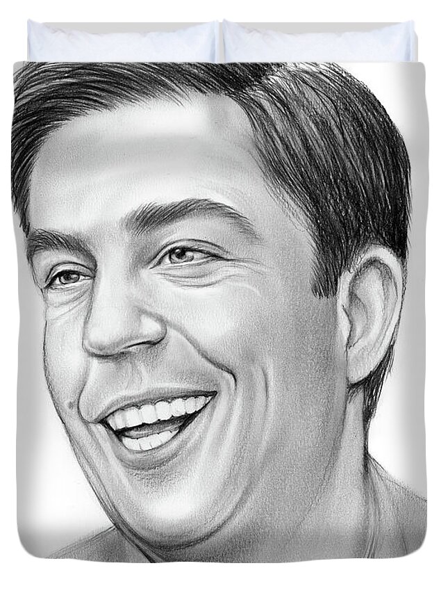 Sketch Of The Day... Duvet Cover featuring the drawing Ed Helms by Greg Joens