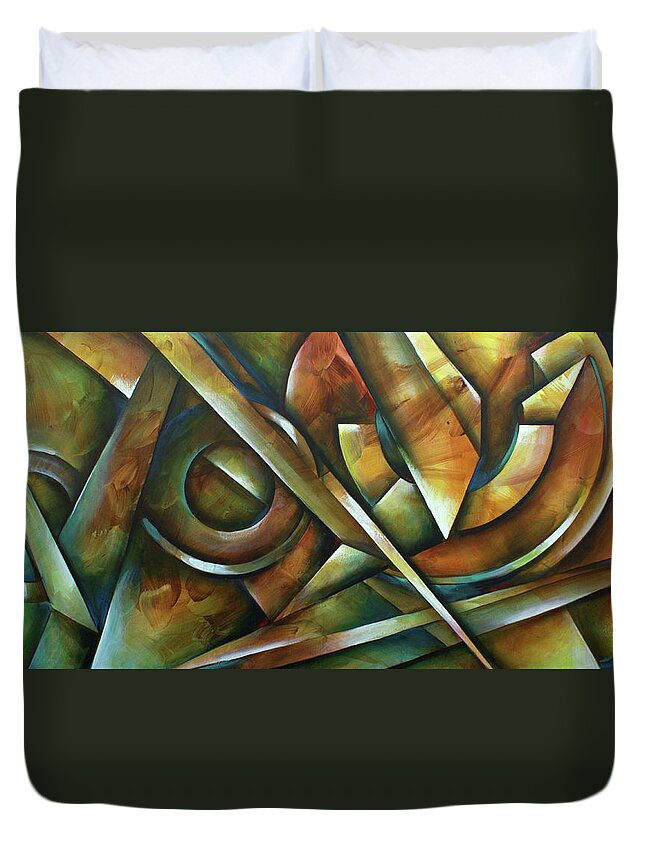 Geometric Duvet Cover featuring the painting Edges by Michael Lang