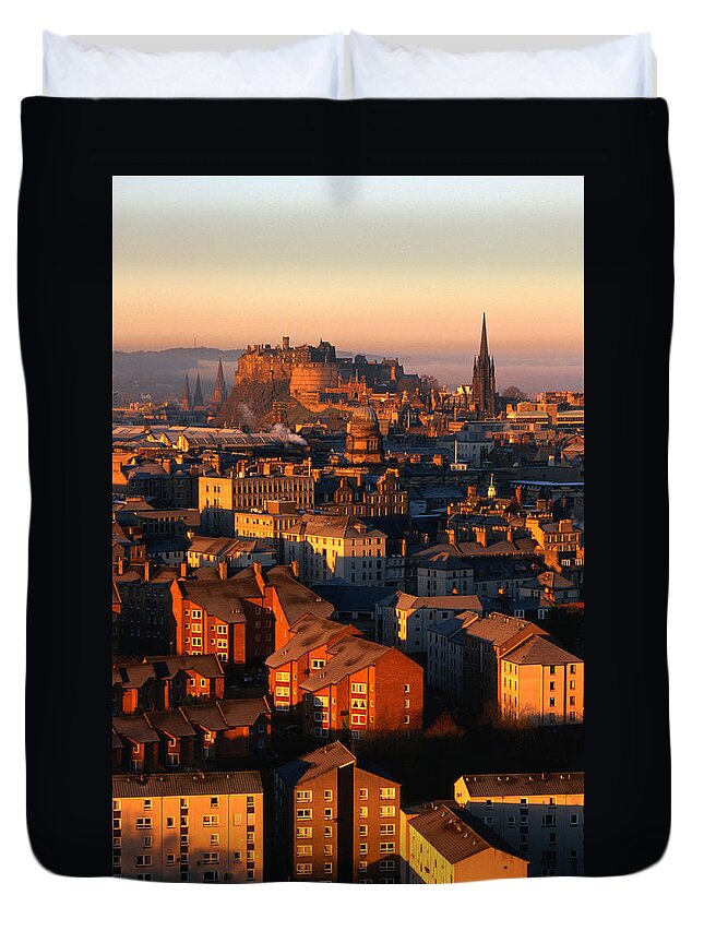 Old Town Duvet Cover featuring the photograph Edinburgh Castle And Old Town Seen From by Lonely Planet