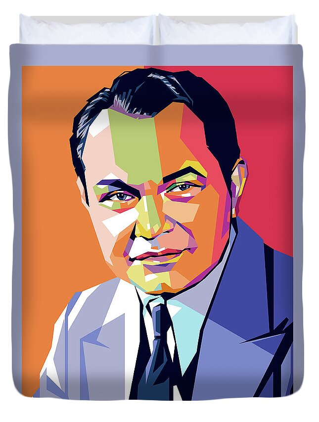 Edward Duvet Cover featuring the painting Edward G. Robinson by Stars on Art