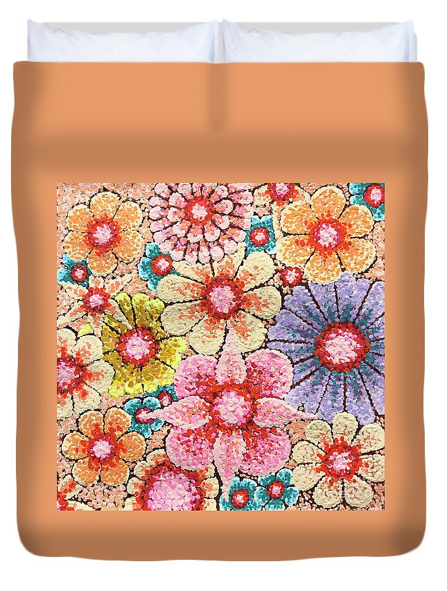 Floral Duvet Cover featuring the painting Efflorescent 4 by Amy E Fraser