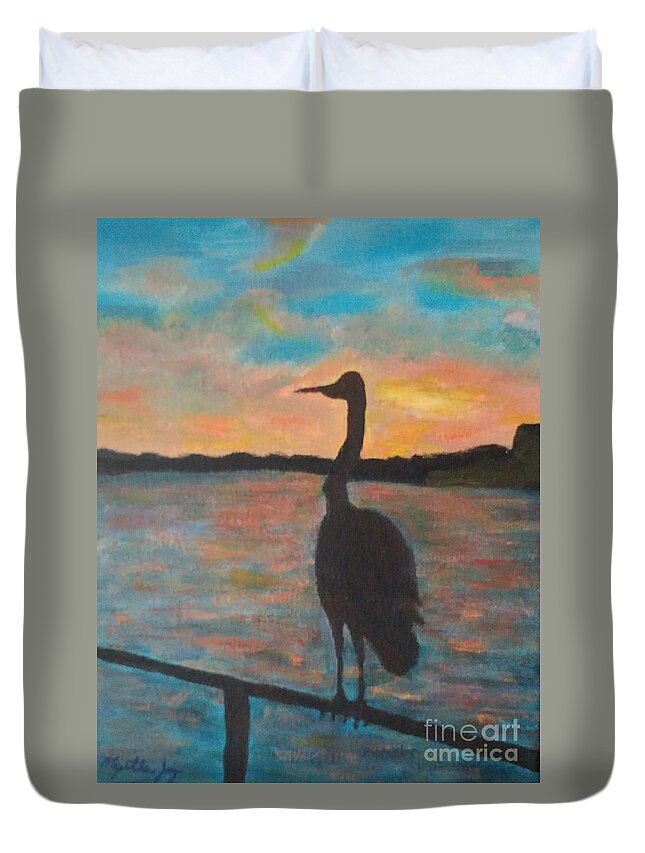 Painting Duvet Cover featuring the painting Egrit's Sunset by Myrtle Joy