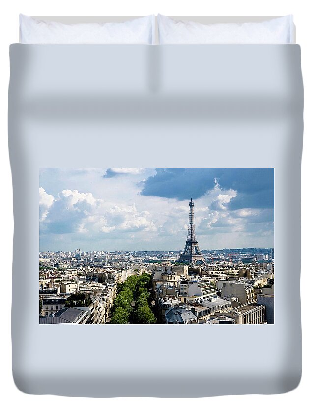 Eiffel Tower Duvet Cover featuring the photograph Eiffel Tower View From Arc De Triomphe by Keith Sherwood