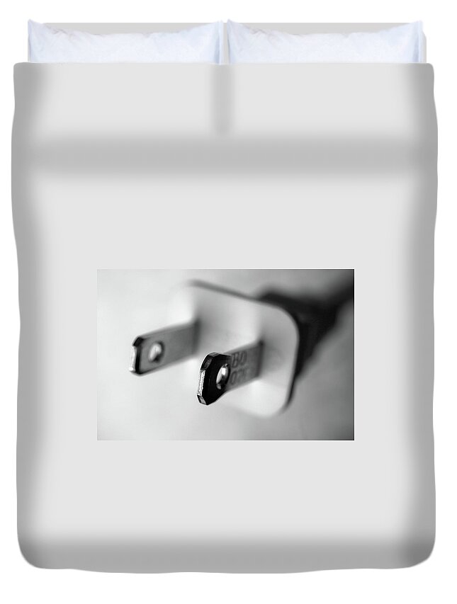 Connection Duvet Cover featuring the photograph Electric Plug by Steven Brisson Photography