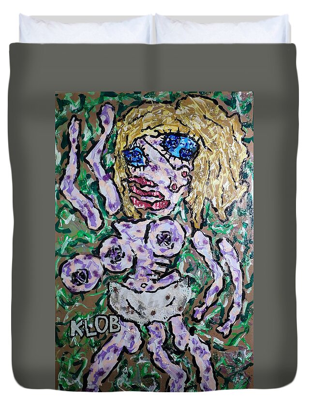 Model Duvet Cover featuring the mixed media eleKtroModel by Kevin OBrien