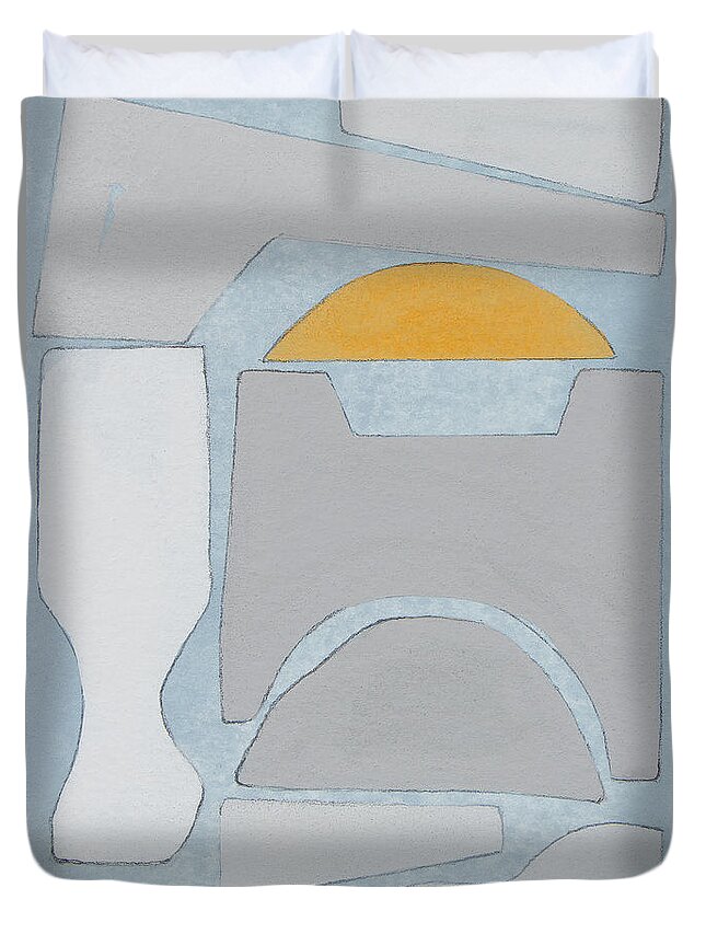Abstract Duvet Cover featuring the painting Elements Of The Chateau V by Rob Delamater