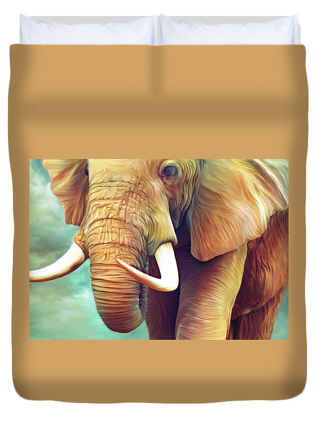 Animal Themes Duvet Cover featuring the digital art Elephant Illustration by Illustration By Shannon Posedenti