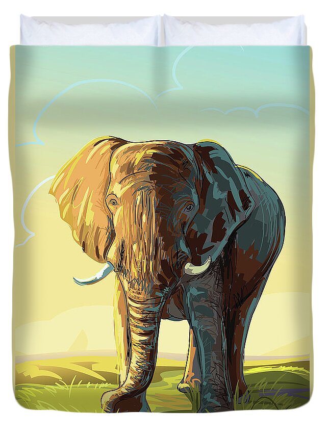 Dawn Duvet Cover featuring the digital art Elephant by Leocrafts