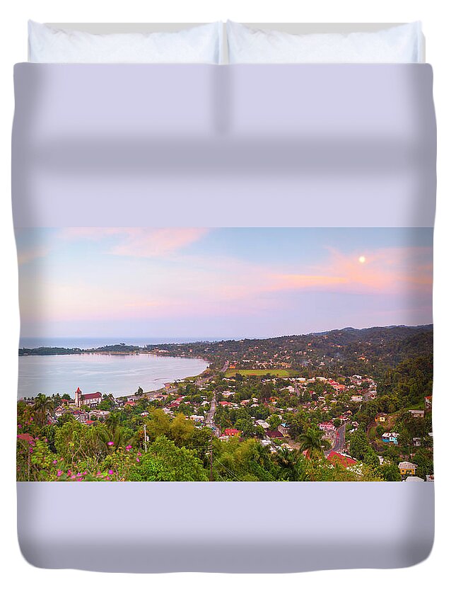 Scenics Duvet Cover featuring the photograph Elevated View Over Port Antonio, Jamaica by Douglas Pearson