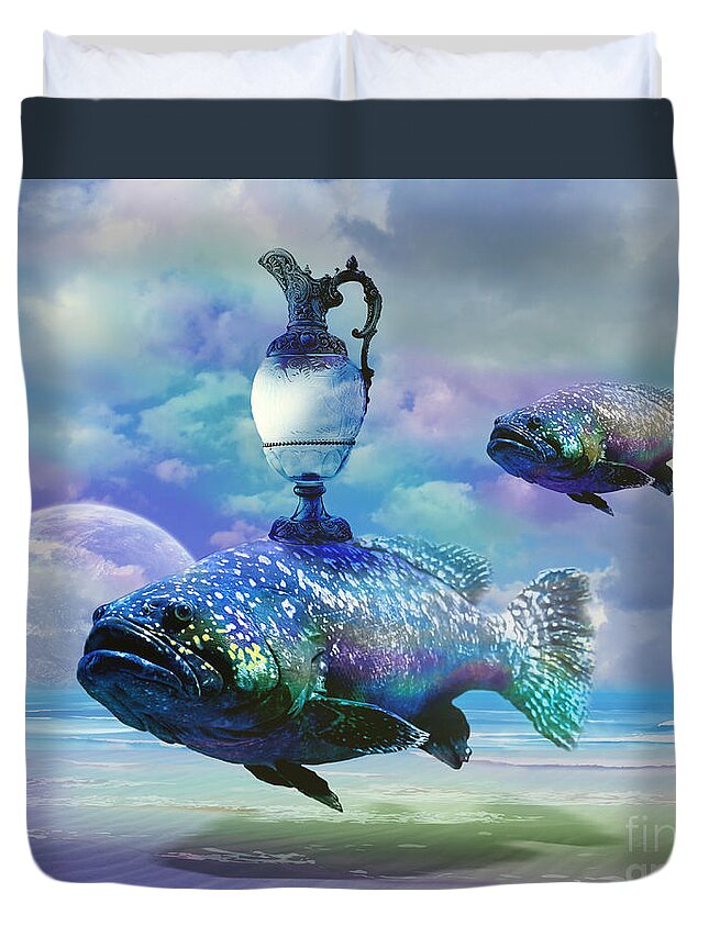 Fish Duvet Cover featuring the digital art Elixir of eternal life by Alexa Szlavics