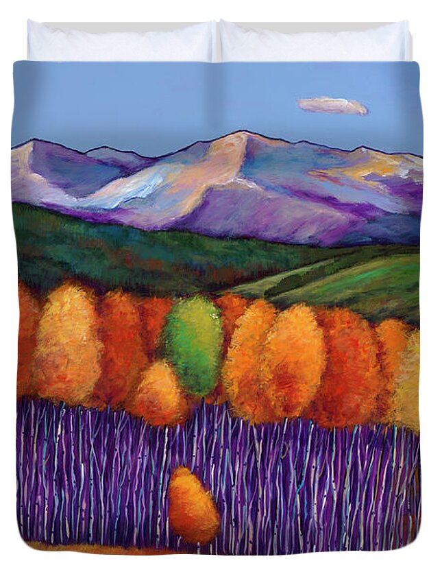 Aspen Trees Duvet Cover featuring the painting Elysian by Johnathan Harris