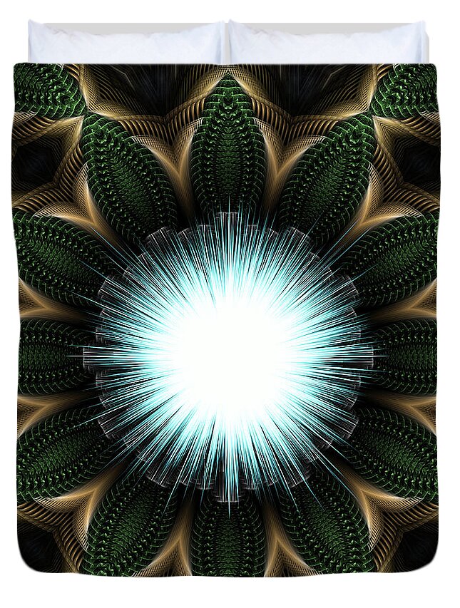 Digital Duvet Cover featuring the digital art Emerald Illumination TFB-231428 by Rolando Burbon