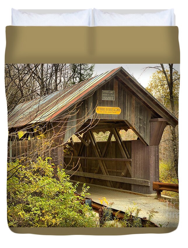 Gold Brook Covered Bridge Duvet Cover featuring the photograph Emily's Covered Bridge by Adam Jewell
