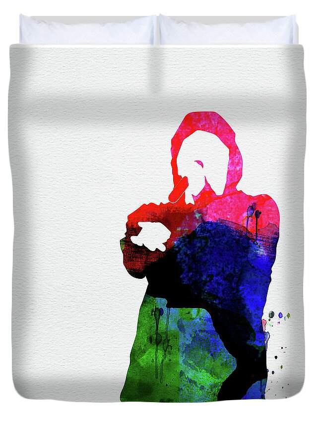 Eminem Duvet Cover featuring the mixed media Eminem Watercolor by Naxart Studio