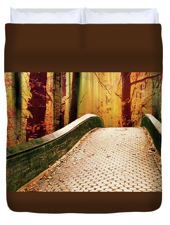 Bridge Duvet Cover featuring the photograph Enchanted Autumn by Jessica Jenney