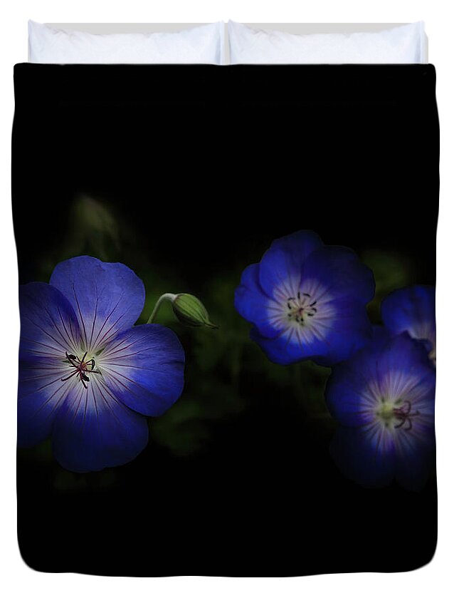 Garden Duvet Cover featuring the photograph Enchanted Blues in Square by Debra and Dave Vanderlaan