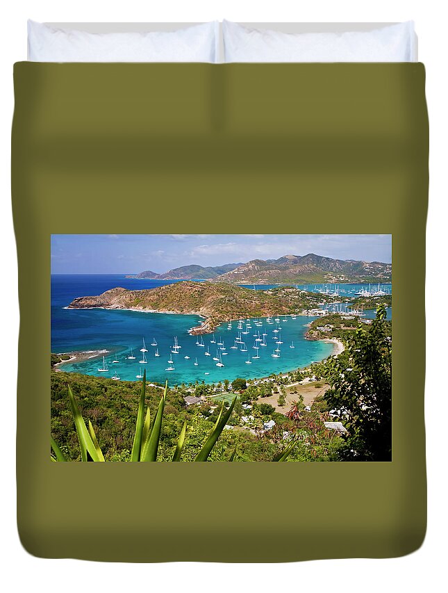 Water's Edge Duvet Cover featuring the photograph English Harbour, Antigua by Cworthy