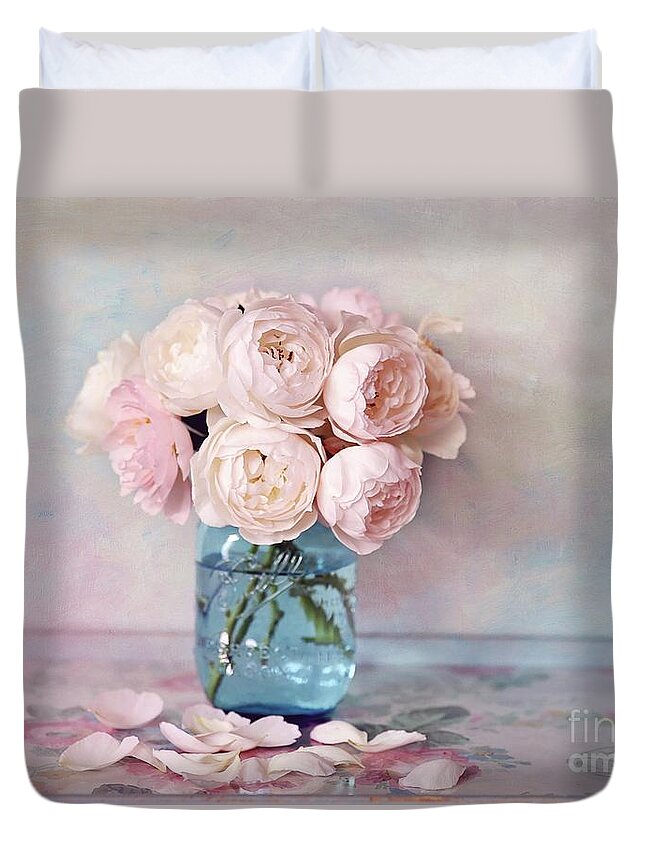 Still Life Duvet Cover featuring the photograph English Roses by Sylvia Cook