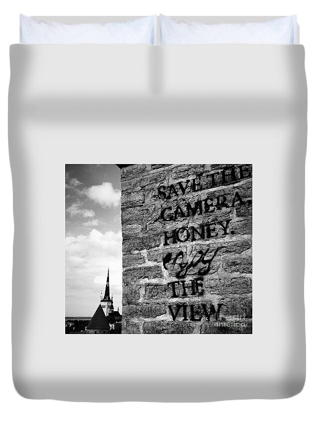 Talinn Duvet Cover featuring the photograph Enjoy the view by Yavor Mihaylov
