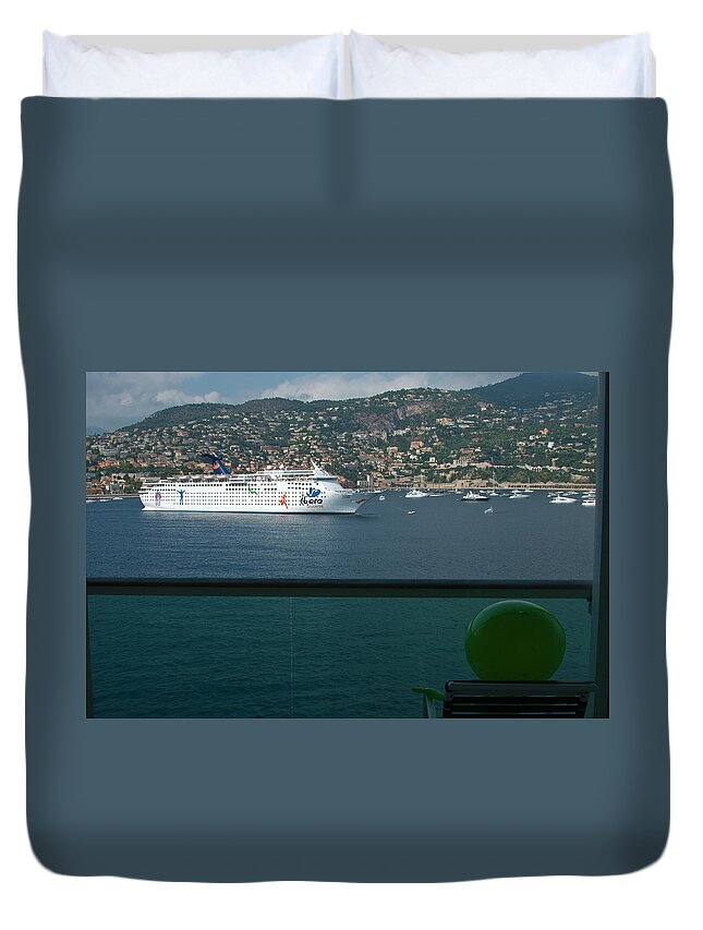 Boat Duvet Cover featuring the photograph Enjoying The French Riviera View by Richard Henne
