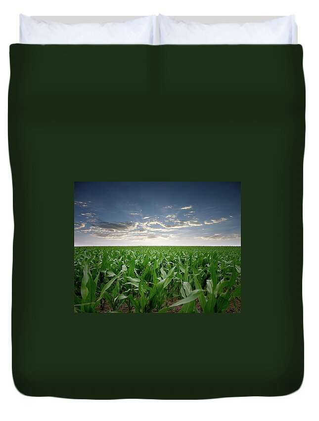 Scenics Duvet Cover featuring the photograph Environmentally Friendly Green Kansas by Hillaryfox