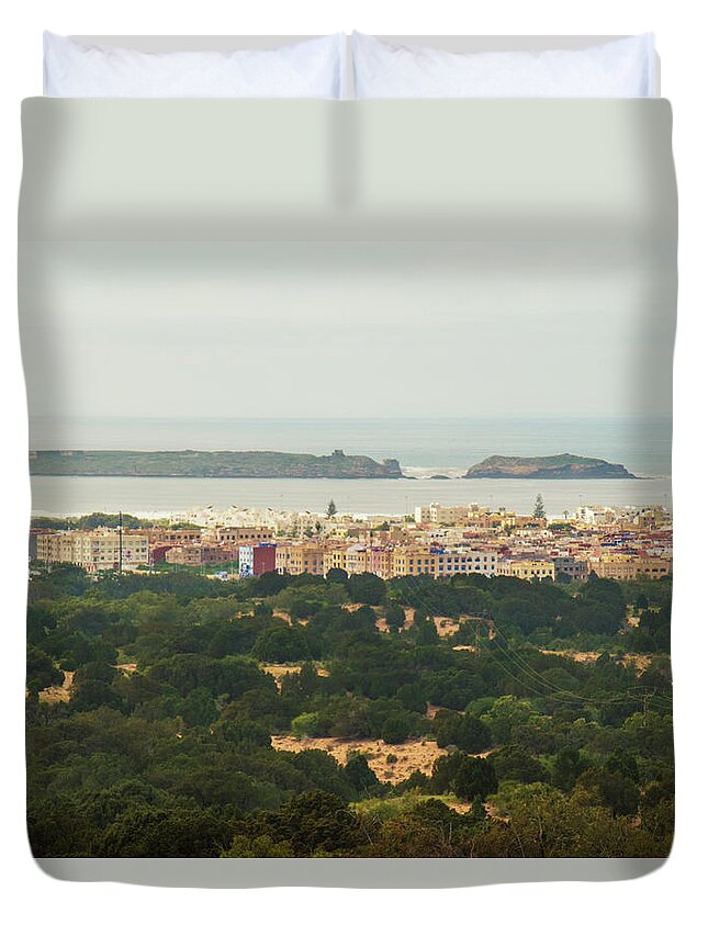 Essaouira Duvet Cover featuring the photograph Essaouira From the Hills by Jessica Levant