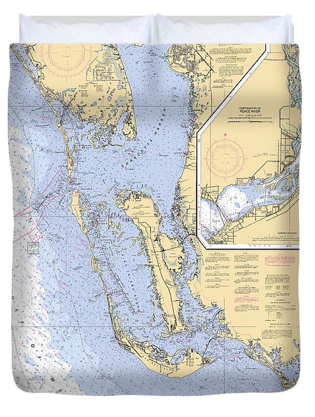 11426 Duvet Cover featuring the digital art Estero Bay to Lemon Bay, NOAA Chart 11426 by Nautical Chartworks