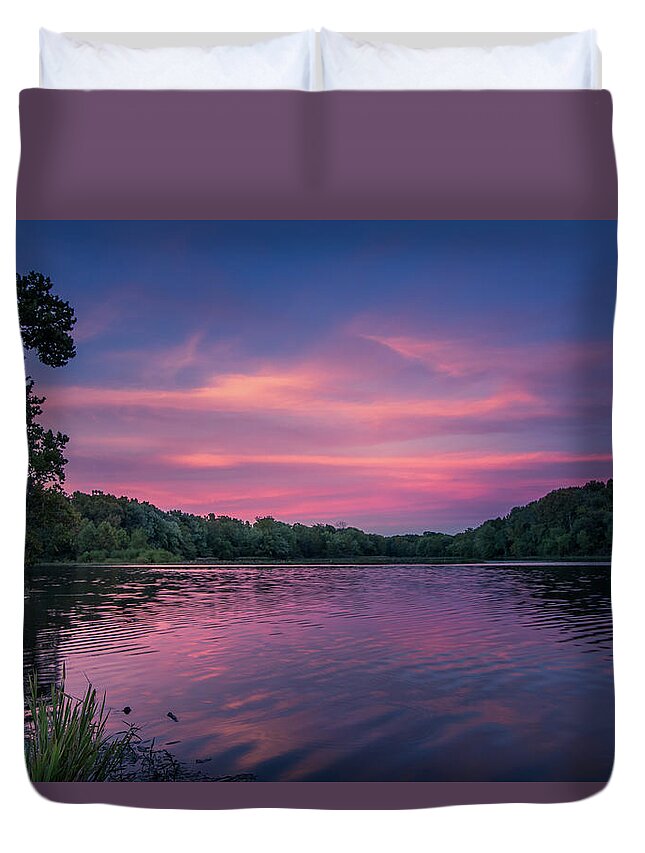 Lake Duvet Cover featuring the photograph Evening at Springfield Lake by Allin Sorenson
