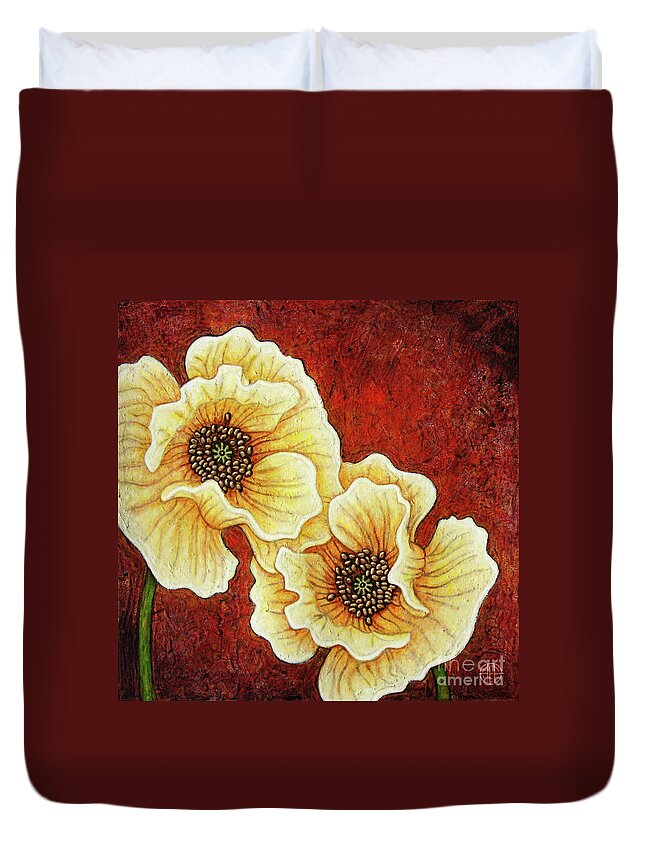 Poppy Duvet Cover featuring the painting Evening Embers by Amy E Fraser