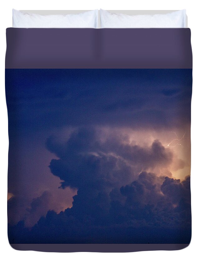 Nebraskasc Duvet Cover featuring the photograph Evening Supercell and Lightning 055 by Dale Kaminski