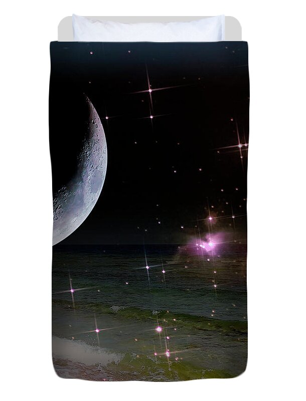 Dreamland Duvet Cover featuring the photograph Exciting Dreamland Night By The Seashore by Johanna Hurmerinta
