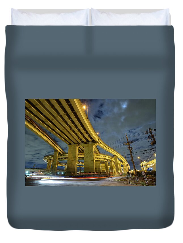 Electricity Pylon Duvet Cover featuring the photograph Expressway Ic by Satoshi Muramastu