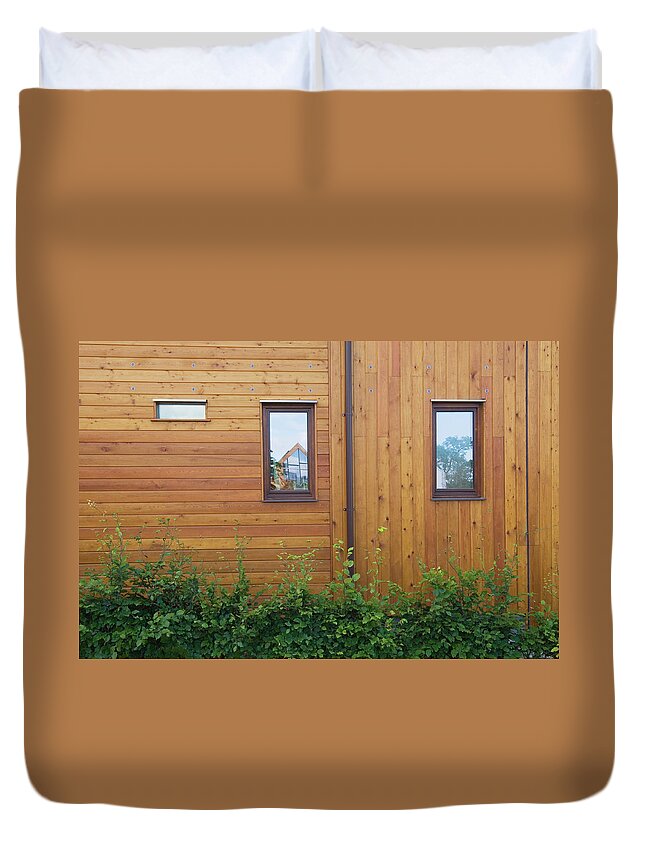 Built Structure Duvet Cover featuring the photograph Exterior Of Modern Eco-home by Northlightimages