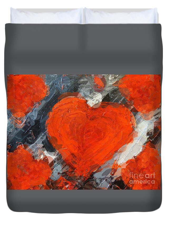 Hearts Duvet Cover featuring the painting Eye Heart You by Bill King