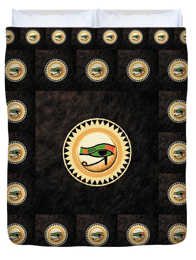 Eye Duvet Cover featuring the painting Eye of Horus by Esoterica Art Agency