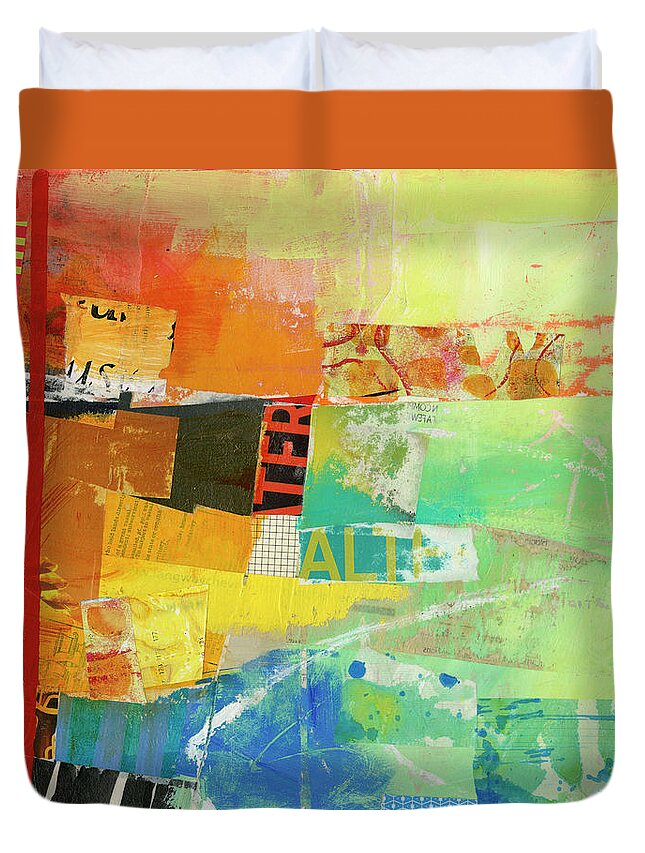 Abstract Art Duvet Cover featuring the painting Fact Check #5 by Jane Davies