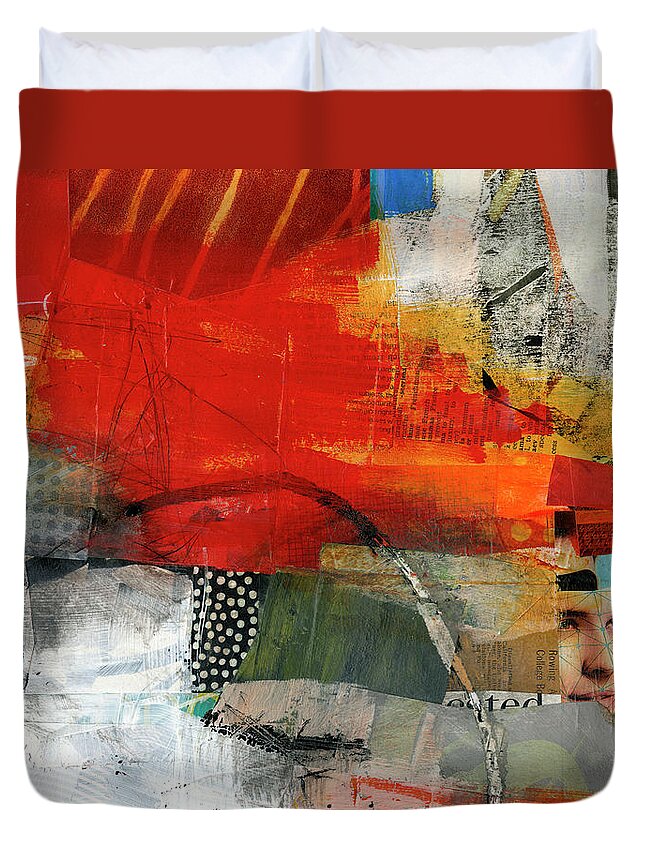 Abstract Art Duvet Cover featuring the painting Fact Check #8 by Jane Davies