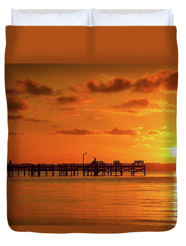 Sunset Duvet Cover featuring the photograph Fading Day by Mike Whalen