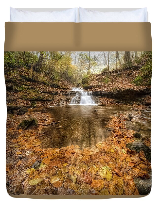 Baraboo Duvet Cover featuring the photograph Fall at Parfrey's Glen by Brad Bellisle
