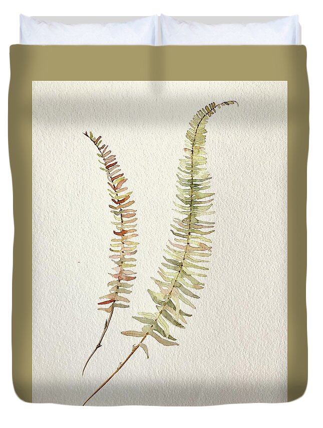 Fern Duvet Cover featuring the painting Fall Fern by Luisa Millicent