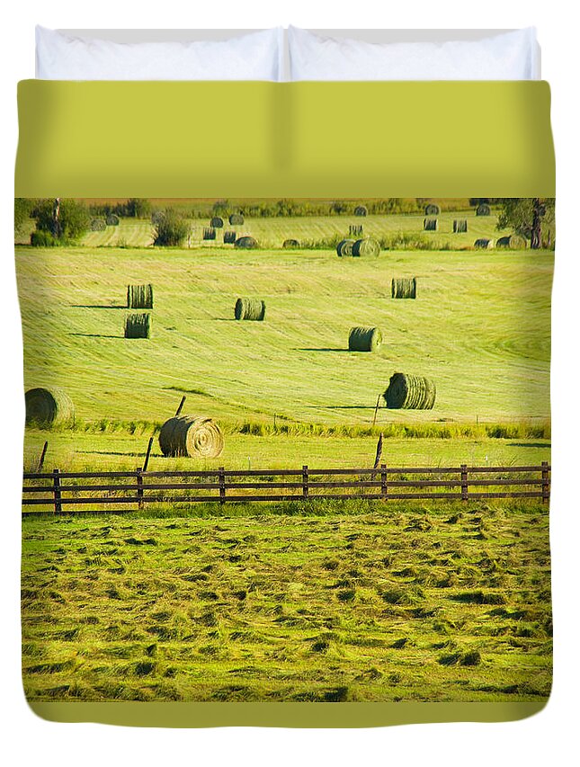 Outdoors Duvet Cover featuring the photograph Fall Harvest Field by Donovan Reese