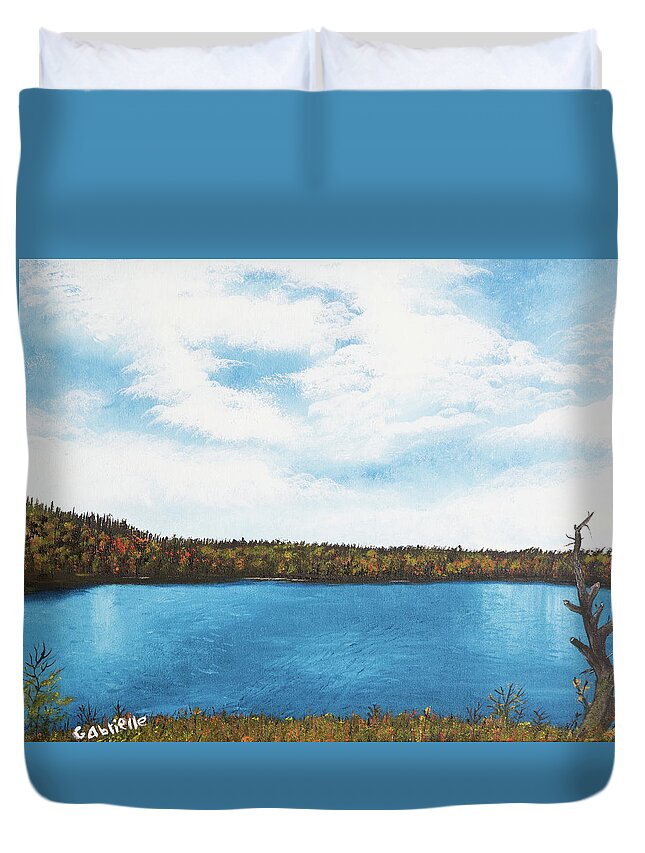 Landscape Duvet Cover featuring the painting Fall In Itasca by Gabrielle Munoz