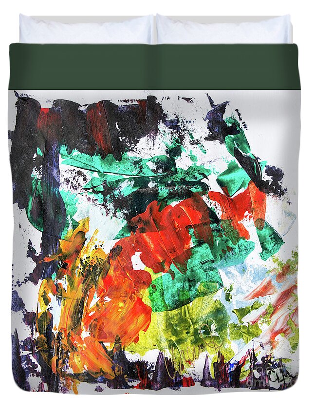 Mood Duvet Cover featuring the painting Fall into Spring by Cheryl McClure
