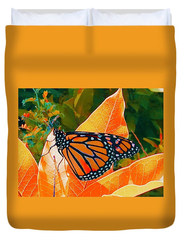 Fall Monarch Duvet Cover featuring the photograph Fall Monarch by Debra Grace Addison