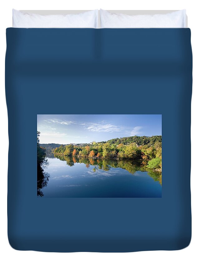 Scenics Duvet Cover featuring the photograph Fall Reflections In Water by Dlanier