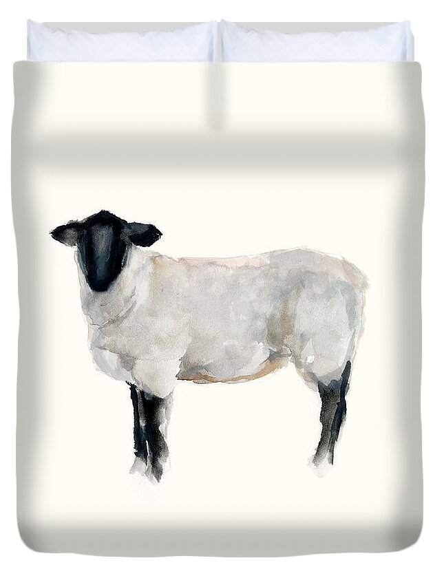 Animals & Nature+farm+cows & Sheep Duvet Cover featuring the painting Farm Animal Study I by Ethan Harper