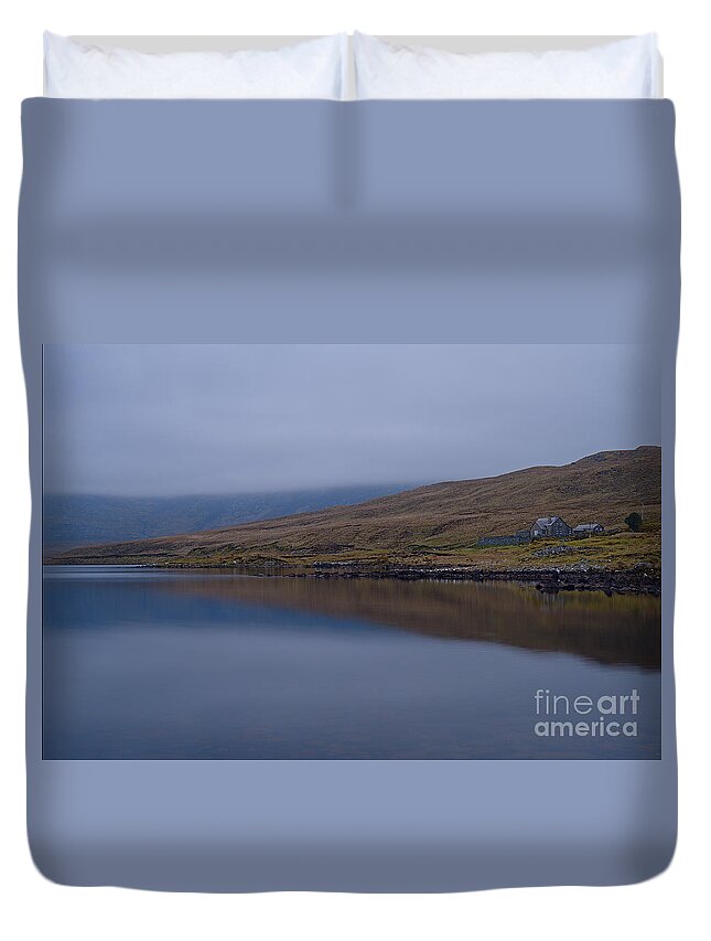 Connemara Duvet Cover featuring the photograph Farmhouse on lake by Lidija Ivanek - SiLa